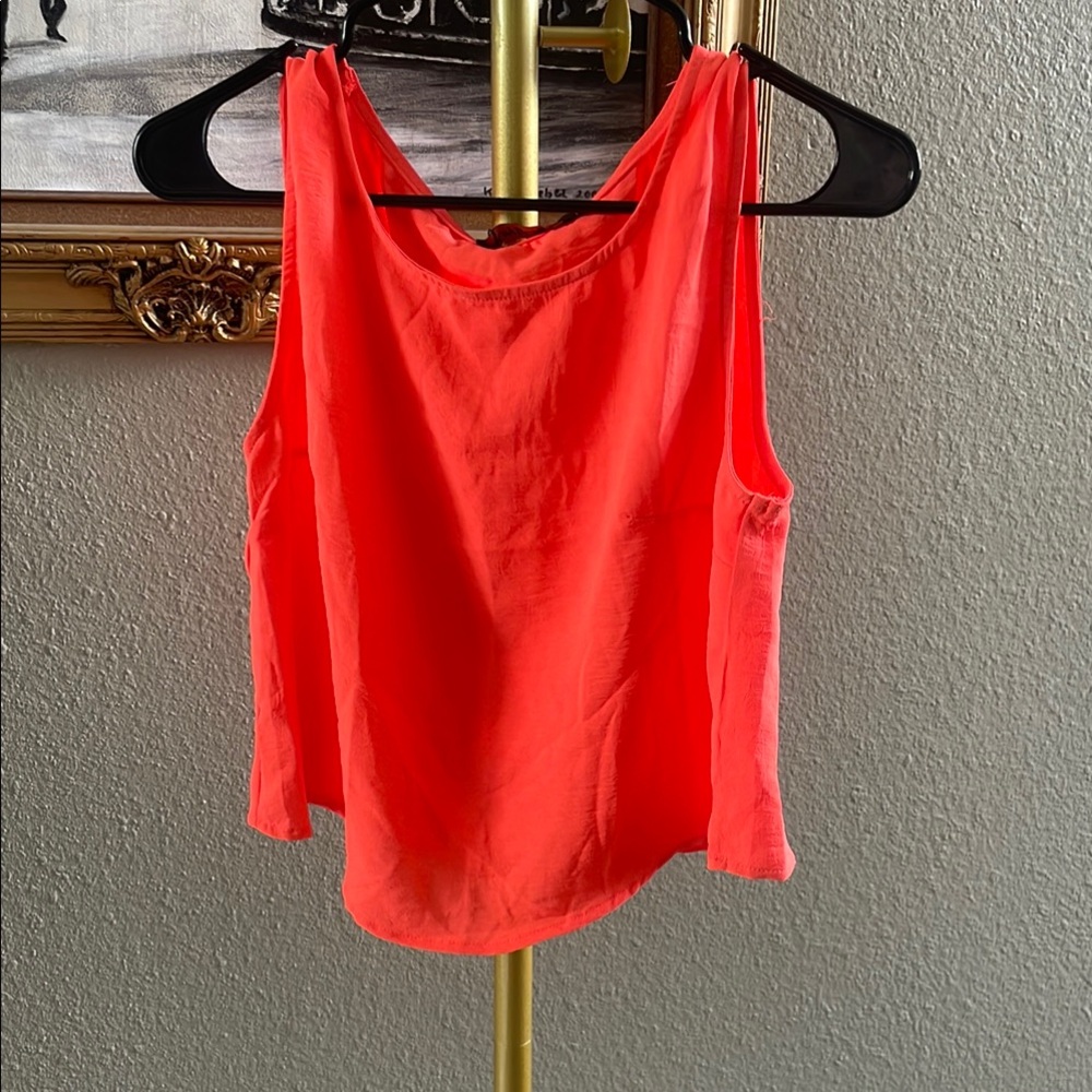 Vibrant Orange Red Sleeveless Tank Top with Relaxed Fit